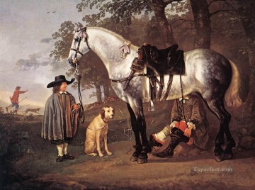  Grey Oil Painting - Grey Horse In A Landscape countryside painter Aelbert Cuyp